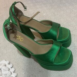 Green Platform Heels